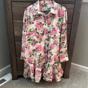 Tuckernuck Gossamer Pink Hydrangea Callahan Shirt Dress Size XXL